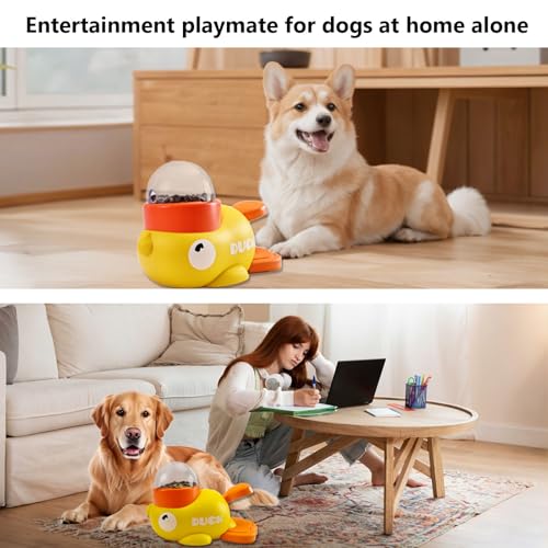 Duck Treat Dispenser for Cats and Small Dogs to Train Problem-Solving Skills, Dog Slow Feeder to Prevent Bloating, Cat Puzzle Feeder to Improve IQ,Interactive Treat Dispensing Enrichment Toy