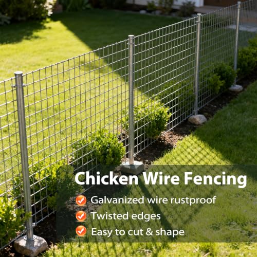 Hardware Cloth 16" x 50ft 19 Gauge, 1/2" Chicken Wire Fencing Galvanized Rust-Resistant, Wire Mesh, Poultry Animal Netting for Chicken Coops, Protective Barriers, Garden Fencing (Gloves Included) - size: 1/2" 16" x 50ft 16Ga