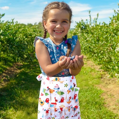 Egg Collecting Apron for Kids, Chicken Egg Apron with 8 Pockets, Eggs Aprons for Fresh Eggs for Hen, Duck, Goose - color: Cartoon Chicken