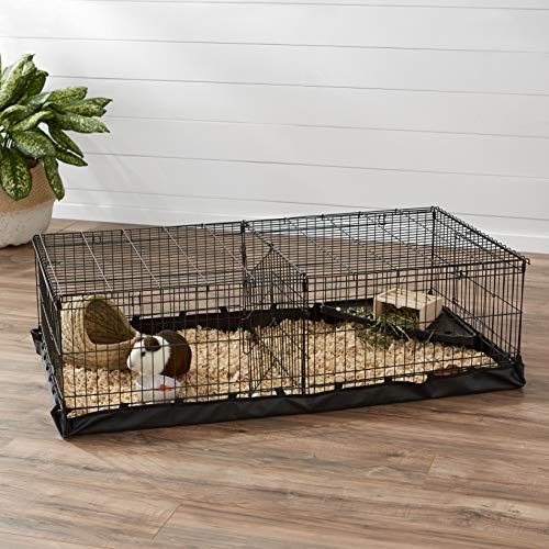 Amazon Basics Leakproof Canvas Bottom Guinea Pig Cage, Easy to Clean Small Animal Habitat with Divider Set, Indoor/Outdoor, Portable, No Tools Needed, 47.6"L x 24.2"W x 14"H, Black - size: 47.6"L x 24.2"W x 14.0"H