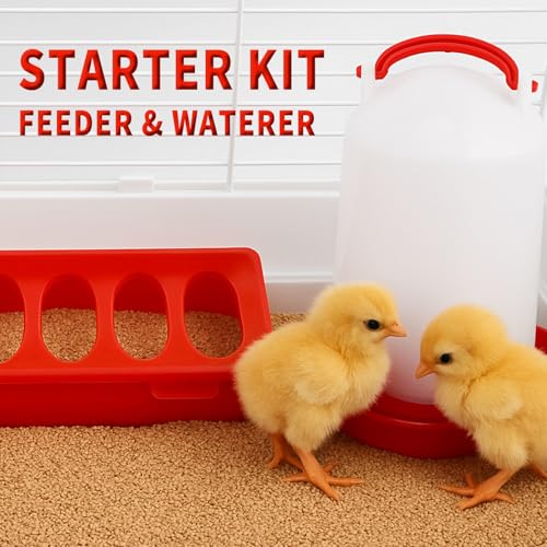 Oncpcare Poultry Feeder and Waterer Set, 4 Pack Chick Feeders and 2 Pack 3L Chicken Waterers Combo Kit | No Spill, Easy Fill Design for Baby Chicks, Ducklings, Quail, Pigeons, Small Poultry Brooder