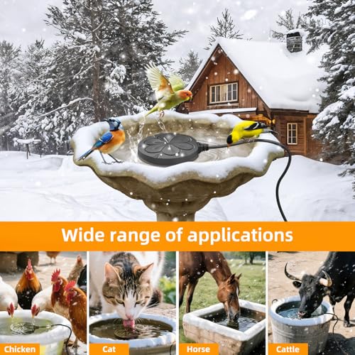 110W Bird Bath Heater for Outdoors in Winter–Submersible Pond Deicer,Cast Aluminum Thermostatic Chicken Water Heater - color: Black