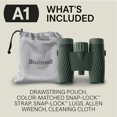 Bushnell A1 10x25 Binoculars Cilantro Green | Waterproof, Fogproof, 10X Magnification, Fully Multi-Coated Lenses & Rubber Armor - color: Cilantro Green, size: 10x25