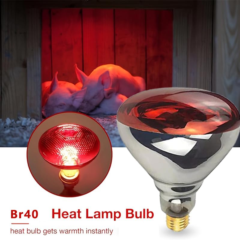 2 Pack 250W Heat Lamp Red Infrared Bulbs Glass Lamp Bulb for Food Service, Brooder Bulb, Chicks, Pet, Bathroom, Light Therapy Use E26 Base, Flood Light Heat Lamp. - color: Red-250w