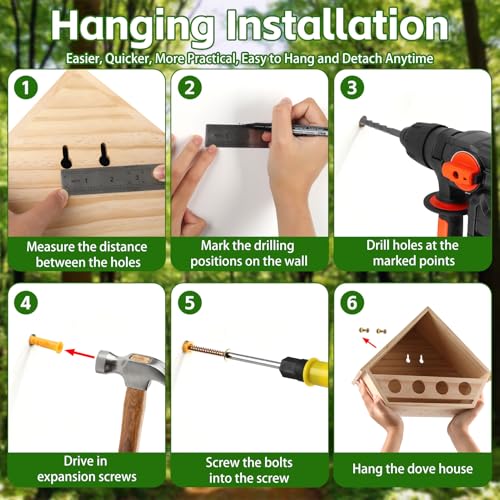 Dove Bird House for Outside, Wooden Mourning Dove Nesting Box | 14"L x 10.2"H x 5.3"W Pigeon House Roosting Platform with 2 Preset Mounting Holes - Easy To Install & Remove