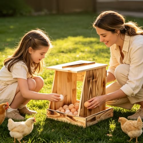 2 Pack Handcrafted Solid Wood Chicken Nesting Boxes – Outdoor Laying Box for Hens & Ducks, Easy to Mount & Clean, Perfect for Backyard Coop, Garden & Patio