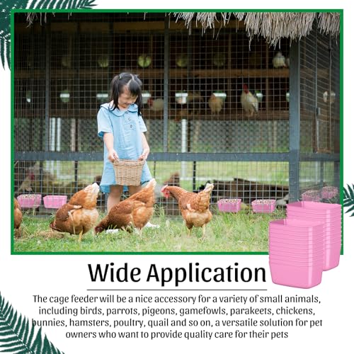 Zhehao 20 Pcs Bird Cage Cups Chicken Feeder Waterer Cups 18 oz Pigeon Feeder Plastic Poultry Wire Cage Hanging Chicken Water Bowl for Pet Bunny Poultry(Pink) - color: Pink