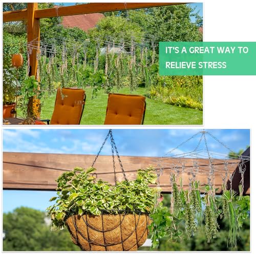 4 Pcs Hanging Drying Rack for Herb Macrame Flower with Stainless Clip Dryer Hook for Drying Herb Air Plants Spices Flower Hydroponic Plant Ready to Use with Ceiling Hook(Rectangle) - style: Rectangle