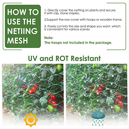 Ruolan Bird Netting for Garden Protect Vegetable Plants and Fruit Trees13X20Ft,Plastic Trellis Netting for Birds, Deer,Squirrels and Other Animals - size: 13X20