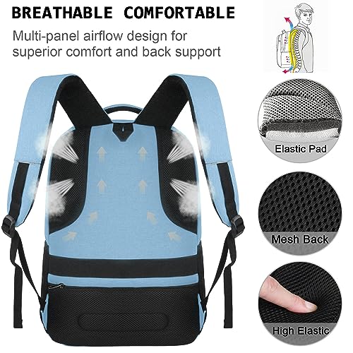 Laptop Backpack,Business Travel Anti Theft Slim College Backpack | Water Resistant Durable Computer Bag Gift for Women & Men Fits 15.6 Inch Laptop and Notebook - Pale Blue - color: Pale Blue, size: 15.6 Inch, style: Laptop
