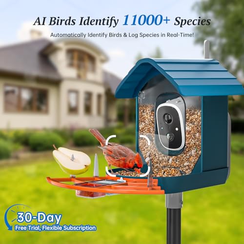 Smart Bird Feeder with Camera, 2K HD AI Identify Birds Species, Bird Watching Camera with Solar Panel, Gift for Mom Dad Birdlovers