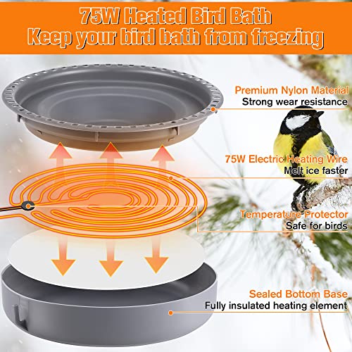 Bird Baths for Outdoors, Bird Bath Bowl Water Feeder Outdoor for Hummingbirds for Garden Yard Patio Lawn, Ideal for Attracting Birds (Handing Style)
