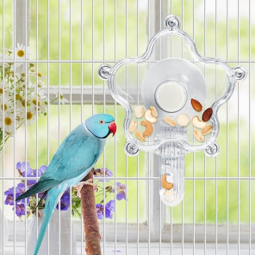 BNOSDM Bird Foraging Toys Cockatiel Foraging Wheel Parrot Cage Spinning Toys Parakeet Enrichment Puzzle Feeder Toy for Budgies Lovebirds Canaries (Transparent) - color: Transparent