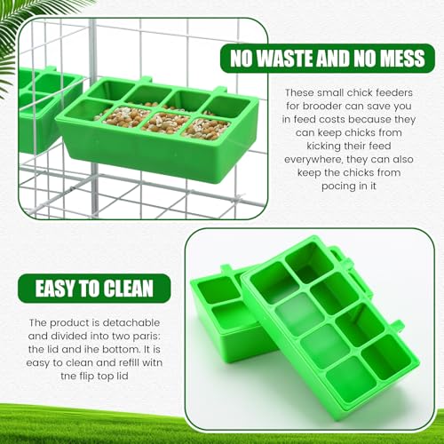 Honeydak 8 Pack No Mess Quail Feeder Trough Removable 8 Slots Hanging Chicken Feeder Bowl Water Trough Food Dispenser Tool for Pigeon Chicks Quail Parrots Duck Bird Poultry Animal