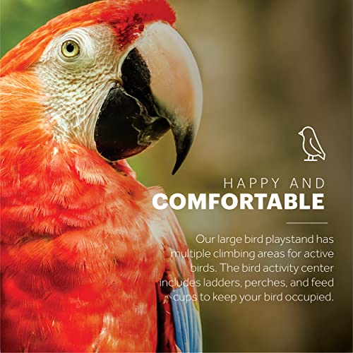 Prevue Pet Products Large Parrot Playstand with Wheels, Bird Stand Activity Play Center with Perches and Ladders, Indoor Outdoor Playground for Birds, Black Hammertone Finish - size: Large