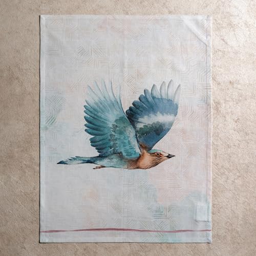 Maison d' Hermine Kitchen Towels Set of 3 Reusable 100% Cotton 27.50" x 20" | Cloth Tea Dish Towels Absorbent with Hanging Loop for Kitchen Dining Party Wedding Hotel Home Spring Summer - Flying Birds - color: 045 - Flying Birds