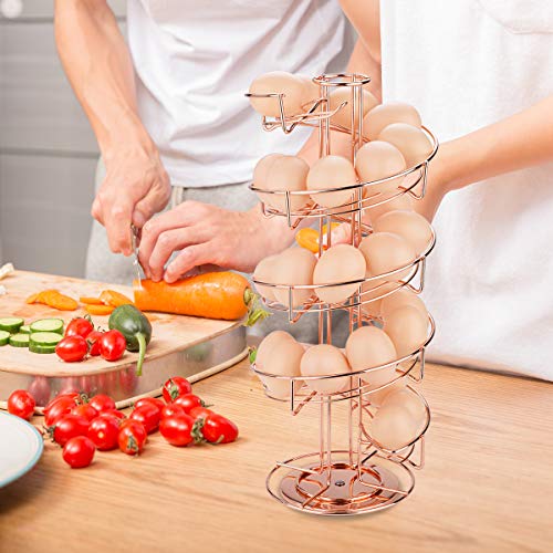 Toplife Spiral Design Metal Egg Skelter Dispenser Rack, Storage Display Rack, Rose Gold - color: Rose Gold