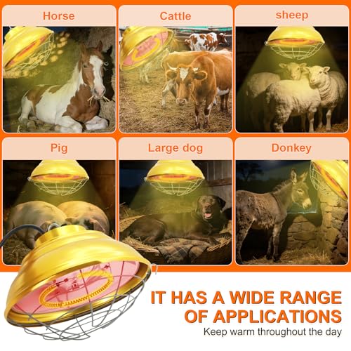 Heat Lamp for Chickens 600W/300W, Carbon Fiber Hanging Chicken Coop Heater | Adjustable Dual Mode/Hanging Height Waterproof Brooder Heater Aluminum Alloy Safety Lamp for Chicks, Poultry, Livestock, Pets - size: 600 Watt