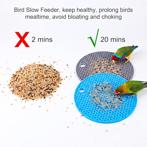 2 Pcs Bird Foraging Toys, Bird Slow Feeder Mats | Silicone Slow Feeder Puzzle for Parakeets Cockatiels Conures, Bird Foraging Mat, Bird Toys for Parakeets