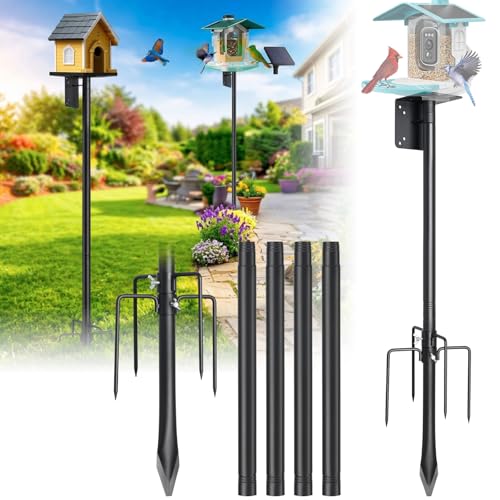Heavy Duty Bird Feeder Pole - 75" Adjustable Birdhouse Stand Outdoor, Anti-Tip Stakes & Stable Mount for Smart Camera Birdfeeder,Bluebird House, Bird Buddy, Birdfy - size: 75 inch
