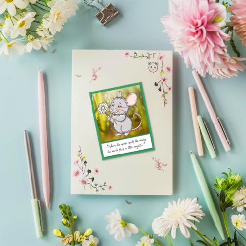 CHGCRAFT 4 Pcs Mouse Daily Pattern Clear Stamps Daisy and Music Silicone Stamp Seal for DIY Scrapbooking and Card Making Paper Craft Decor 6.3 × 4.3 Inch - style: Mouse