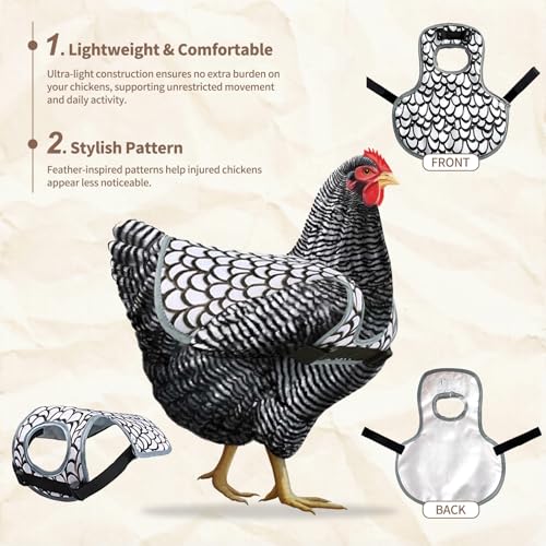 3-Pack Chicken Saddle for Hens, Back Protector Aprons | Adjustable strap design shields hen plumage during mating & flock activity, backyard poultry farm daily accessory
