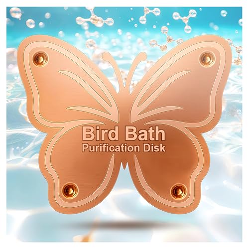 OICEME Bird Bath Purification Disk Pure Copper Outside Winter Solar Power Birdbath Hummingbird Water Pedestal Fountain Cleaner Outdoor Feeder Cage Dispenser Heater Ground House Garden Lover Gift - color: Copper Butterfly