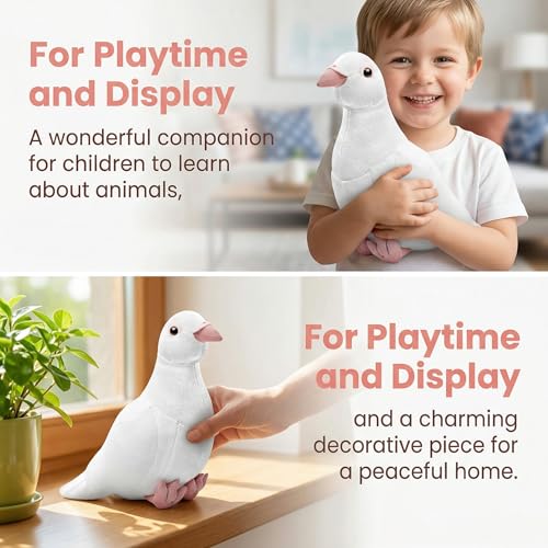 Simulation White Pigeon Stuffed Animal Toy - 10 inch Rock Pigeon Toys, Cute Pigeon as Gift for Kids (White Pigeon) - style: White Pigeon