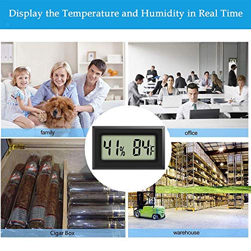 Mini Thermometer Hygrometer, Large Number Fahrenheit LCD Display Digital Temperature Humidity Meters Gauge Indoor for Greenhouse, Garden, Cellar, Fridge (10-Pack) - color: 10-pack