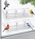 Clear Window Mounted Bird Feeder Bath, 2 Pack | Transparent Glass Birdfeeder Birdbath with Strong Suction Cups for Cats, Kids, Elderly Viewing Outside