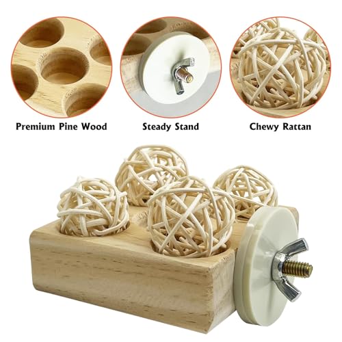 Hamiledyi Wooden Foraging Puzzle Toys for Small Birds - Interactive Parrot Toys Cage Enrichment for Conure, Parakeet, Lovebirds, Budgie, Slow Feeder Bird Activity Toys (Small)