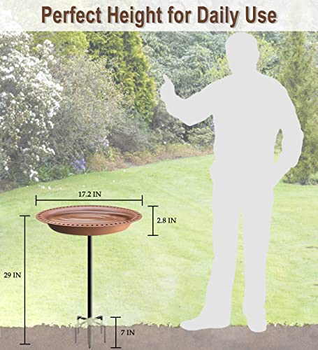 Garbuildman Upgraded 5-Prong Base Bird Bath with Metal Stake, Detachable Decoration Bowl Spa & Freestanding Birdfeeder for Outdoor Garden, Oval Style, Brown - size: 1-¼ gal-Brown