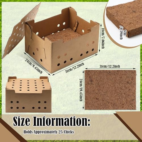 Feifeiya 10 Set Poultry Baby Chick Shipping Boxes with 10 Coconut Blankets Live Bird Shipping Boxes Cardboard Pet Carrier Hold 25 Chickens for Poultry, Pigeons, Canaries