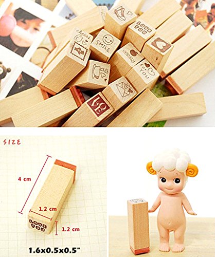 Diary Stamp Set,Wooden Rubber Signet for Children DIY Scrapbooking Planner Card Making(25pcs,Love Heart) - color: Love(25pcs)