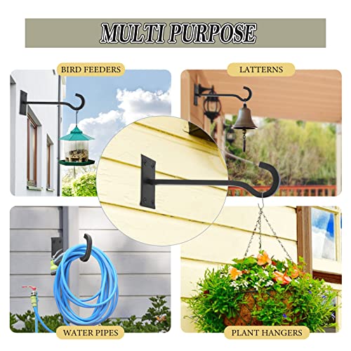 10inch Metal Plant Hangers, Heavy Duty, Black, 2pack | Rust-proof | Max 35lb Load | Shepherd Hooks | Hanging Bird Feeder, Lantern, Flower Basket, Outdoor Indoor, Screws & Anchors - color: Black, size: 10in Steel Heavy Duty