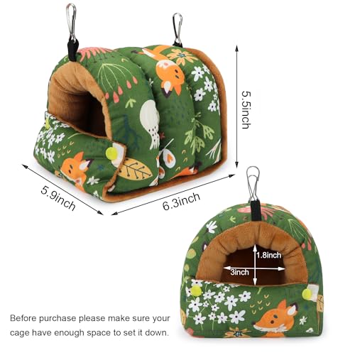 Wontee Bird Nest House Winter Warm Snuggle Hut Bird Bed Hanging Hammock for Parrots Budgies Parakeets Caique Senegal Cockatiels Conures (Small, Green) - color: Green, size: Small
