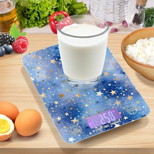 Food Scale Kitchen Scale Food Weight Scales Digital Weight Grams and Ounces Small Electronic Food Scale for Baking Cooking Blue Romantic Golden Stars - color: Blue Romantic Golden Stars