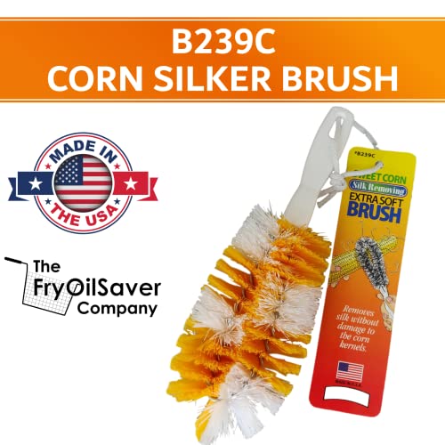 FryOilSaver Corn Silk Remover Brush - Food-Grade, Made in USA | Desilking Brush for Corn, Quick & Easy Cleaning in Seconds, Removes Dirt & Silk, Coconut Fiber Bristles by FryOilSaver B239C