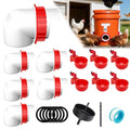 6-Port DIY Chicken Feeder and Waterer Kit, No-Waste Automatic Gravity Poultry Feeder-Spill-Proof, Rain-Proof Design for Buckets, Barrels, Bins, Troughs