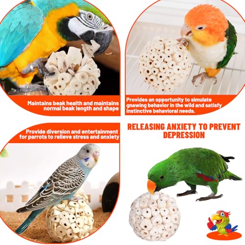 9 Pack Bird Toy Sola Balls, Natural Parrot Soft Chew Shredding & Foraging Toy, Bird Foot Balls for Cockatiel Conure Quaker Budgie Parakeet Bunny Guinea Pig Chinchilla Rabbit - size: 9