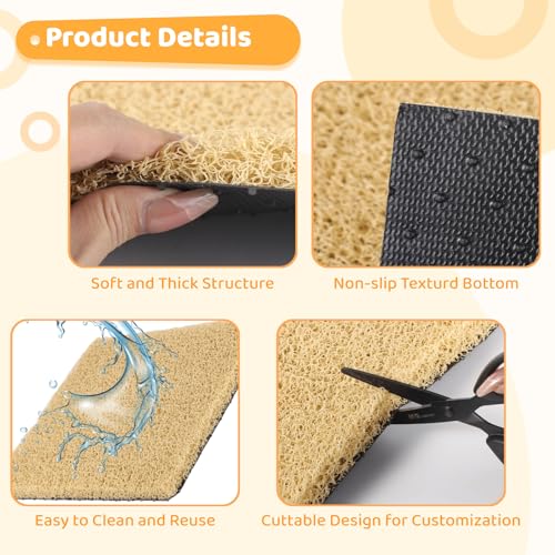 8 Pack Chicken Nesting Pads, Washable Nesting Box Liners for Chicken Coop, Reusable Plastic Nest Box Pads with 4 Pcs Fake Wooden Eggs, Chicken Laying Mats, 12×12×0.8 inch - color: Khaki x 8