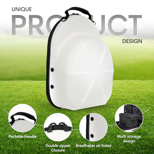 Golf Hats Baseball Caps Travel Case - Hat Carrier & Organizer | White Hard-Shell | Fits 6 Caps | Protect Hats | Ventilated EVA, Double Zipper, Handle & Strap