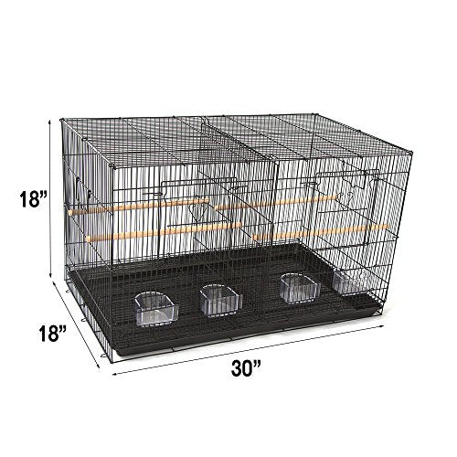 Lot of 4 Breeding Bird Carrier Cage with Dividor 30 x 18 x18 for Parakeet Canary Finch Loverbird (Black) - color: Black