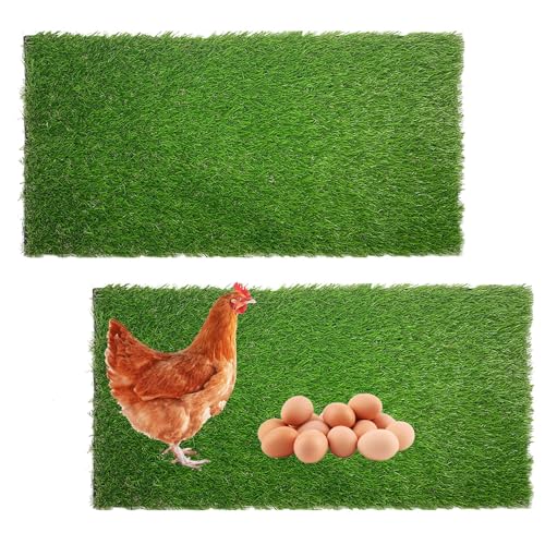 kathson 2 Pcs Large Chicken Nesting Pads,11.8 X 23.6 in Cuttable Artificial Grass Rug Carpet Washable Synthetic Turf Mat Nest Box Bedding Liners for Egg Laying Pet Garden Lawn Indoor Outdoor - size: 2 Pcs