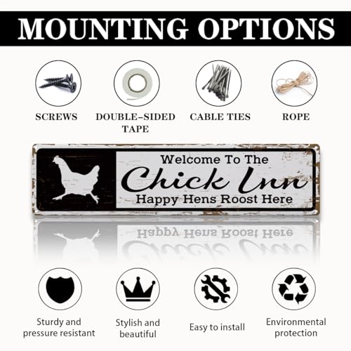 Rustic Farmhouse Style Chicken Coop Sign, Metal Outdoor Chicken House Signs, Chick Inn signs, Retro Metal Tin Sign, Farmhouse Decor, Backyard Hen House Gift 15.8x4 Inch - color: Farmhouse 14