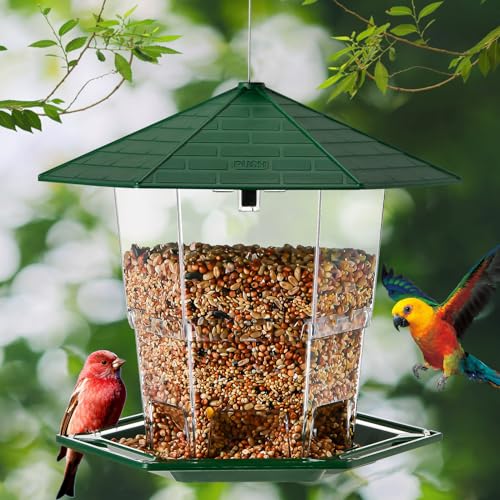 Jealoeur Bird Feeders for Outdoors Hanging Bird Feeder Wild Birds Seed, Green - color: Green