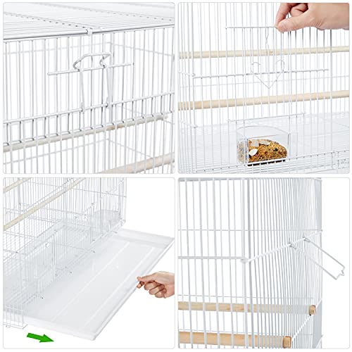 Yaheetech 30-inch 2 Pack Stackable Flight Bird Cages for Parakeets Cockatiels Conures Finches Budgies Lovebirds Canaries Small Birds Parrots Birdcage, White