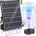 Antfraer 12W Solar Fountain Pump with 4200mAh Battery Backup& Remote RGB LED Lights, Floating Solar Water Fountain with 8 Nozzles & PVC Tubing for Bird Bath, Garden, Backyard, Outdoor Water Feature - style: 12W With Remote Lights