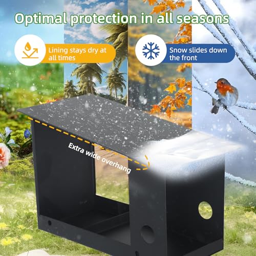 3-in-1 Metal Bird Feeder with Pole 59in High Weatherproof Wild Bird Feeding Station with Birdseed Area Removable Water Tray Custom Perch Ground-Mounted Bird Feeder for Small Birds Sparrow Tit Robin