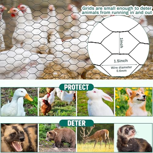 GlikCeil 36 in x 200 ft Chicken Wire Fencing Metal Floral Chicken Wire Mesh for Crafts Poultry Garden, 1 Inch Hexagonal Galvanized Hardware Netting for Poultry Coop Barrier Rabbit Cage (Black) - color: Black, size: 36 in X 200 ft